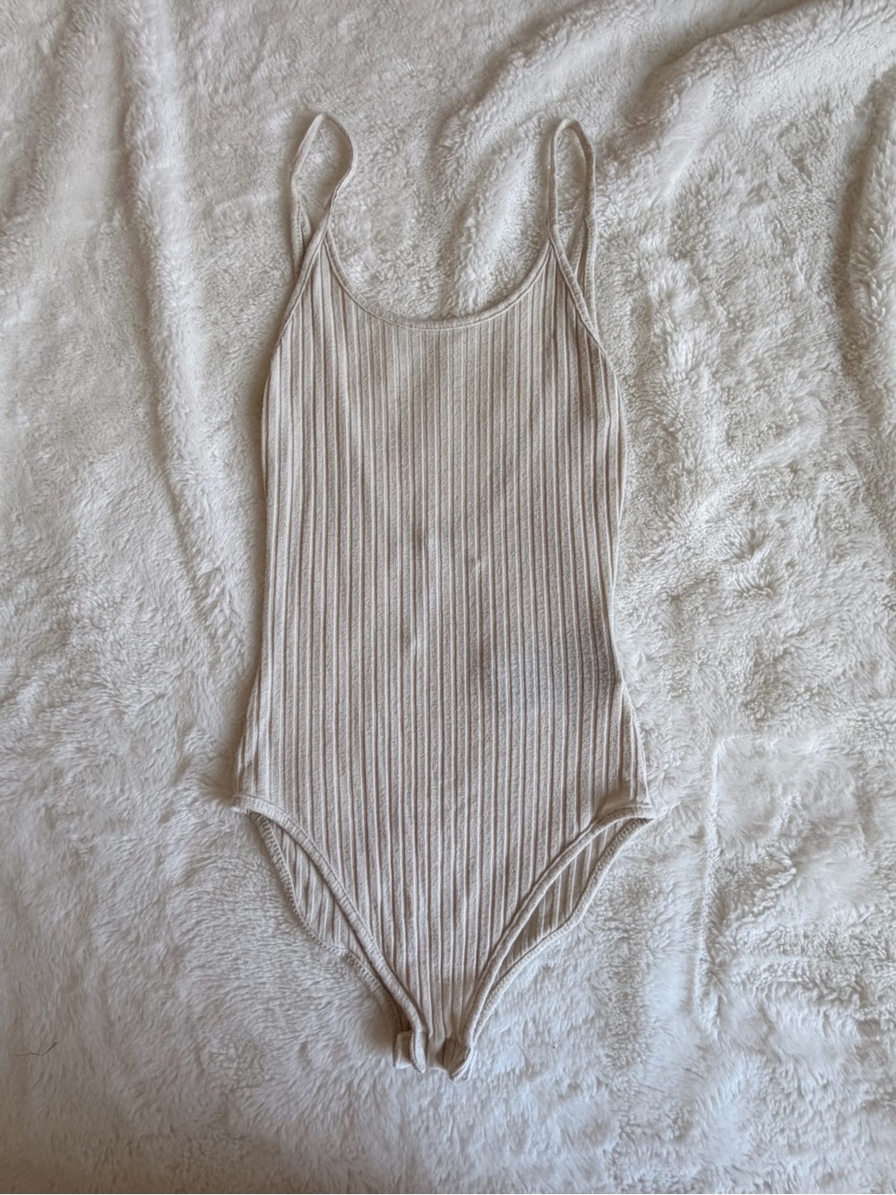 Urban Outfitters Ribbed Cream Scoop-Neck Bodysuit